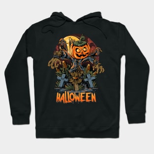 Halloween Scarecrow pumpkin and ravens Hoodie